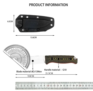 Couteau de chasse à lame fixe de qualité supérieure avec étui en cuir – Couteau de survie en acier inoxydable avec manche en Micarta - Product Image 5