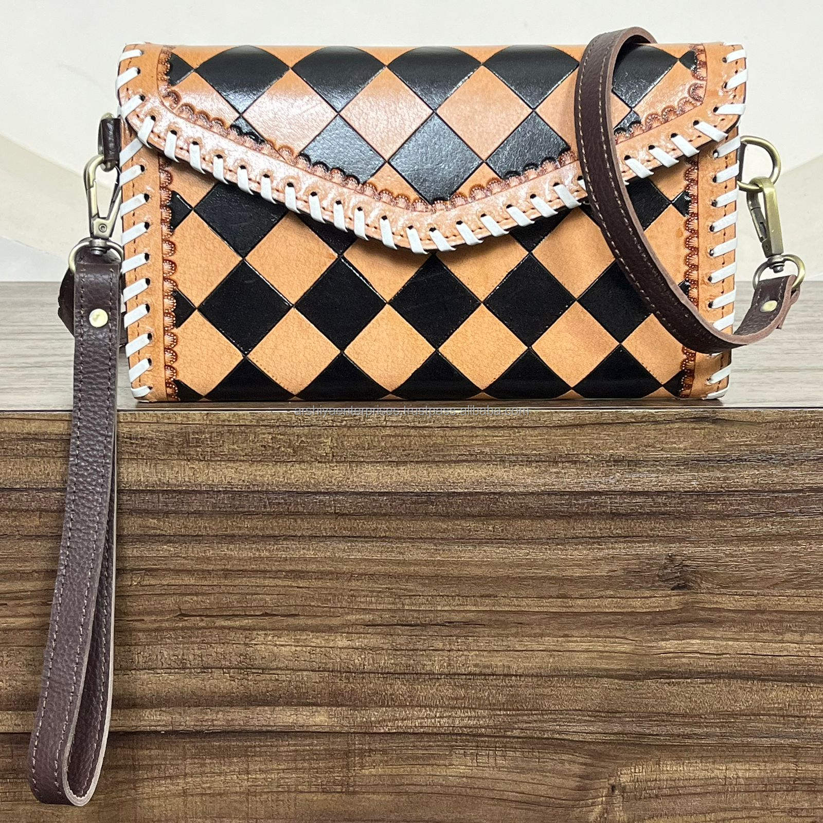 Tan & Black Checkered
