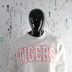 Sweat-shirt à col montant gris cendré TIGERS, 100% coton, avec broderie appliquée blanche, col large, URBAN PRODUCTIONS - Product Image 5