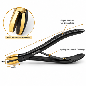 Pince à bec plat de 7 pouces pour extensions de cheveux, outil de sertissage en acier inoxydable de 28 mm - Product Image 6