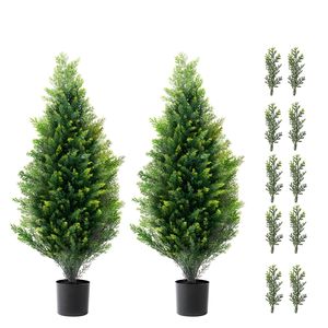 Albero Topiario Artificiale di Cedro Alto 36 Pollici con Foglie Extra, Vaso, Alberi Finti Sempreverdi di Pino e Cipresso in Materiale Plastico, 2 Pezzi - Product Image 1