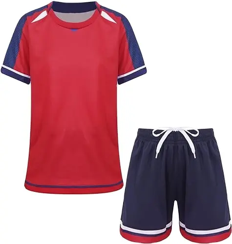 Op Maat Gemaakte Jongens Voetbal Jersey Outfit Jeugd Sport Training Uniformen Atletische Voetbal Sportkleding Shirt En Korte Broek Tenue