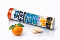 Tabletas Efervescentes de Vitamina C 1000mg con Zinc y Extracto de Amla para Adultos, Apoyo Inmunológico, Sin Azúcar, Sabor Naranja, No Apto para Mujeres Embarazadas (OEM)