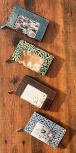 Nueva llegada de piel de vaca real de cuero tallado embrague funda de teléfono elegante color turquesa cuero occidental Venta caliente carteras de mujer - Product Image 5