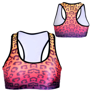 Soutien-gorge de sport dos nageur imprimé léopard pour femme, sans armatures, séchage rapide, polyester élasthanne, toutes saisons, vêtements de sport - Product Image 1