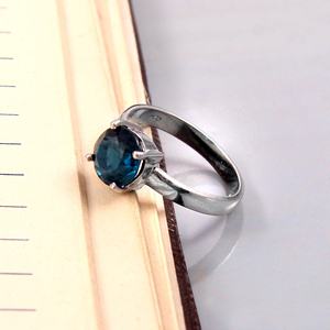 6mm naturel Indigo Kyanite mousse pierre précieuse plaqué rhodium 925 argent fait à la main classique lunette ensemble anneau bonne qualité - Product Image 2