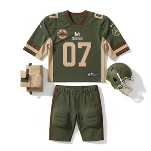 ชุดยูนิฟอร์มอเมริกันฟุตบอลแบบสั่งทำพิเศษสำหรับทีม  ชุดเสื้อคอวีผ้าตาข่ายระบายอากาศได้ดี  แผงข้างยืดหยุ่นสูงสำหรับผู้เล่น - Product Image 1