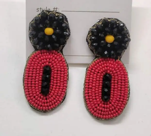 Pendientes Colgantes Vintage con Cuentas para Mujer, Diseño de Flor con Cristales Rojos y Negros y Diamantes de Imitación, Número 0 - Product Image 1
