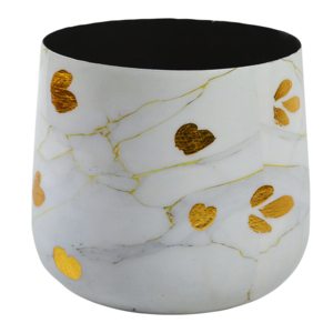 Maceta de Metal Esmaltada Hecha a Mano en Negro y Dorado, Florero de Diseño para Decoración del Hogar y Jardín, Decoración de Piso - Product Image 5