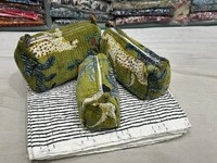 Ensemble de 3 trousses de toilette en velours matelassé imprimé, pochettes cosmétiques indiennes