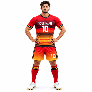 Conjunto de Uniforme de Fútbol Profesional para Hombre, Degradado Rojo Naranja, Ropa Deportiva para Equipo de Fútbol - Product Image 1