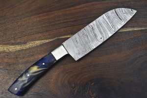 Cuchillo de chef de acero damasco forjado de grado industrial, hoja con patrón en espiral, 11 pulgadas de longitud total, mango de madera dura. - Product Image 6
