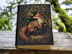 Herb Heritage Buffalo Leather Journal Vintage Grimoire <b>Book</b> of Shadows 200 Sheets Spiral Bound Handmade Embossed Logo Retro Gift - Product Image 1