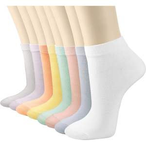 8 paires de chaussettes fines en coton sans couture pour femmes, chaussettes hautes à la cheville, chaussettes de sport douces pour le yoga, en couleurs bonbons - Style décontracté - Product Image 1