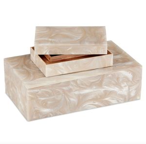 Caja de almacenamiento de madera y resina con patrón geométrico, muy vendida, caja organizadora decorativa con tapa, contenedor de almacenamiento multiusos moderno - Product Image 3