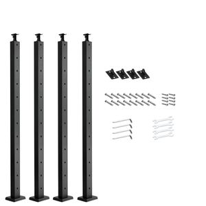 Set di 4 Pali per Ringhiera a Cavo 42x1x2 con Foro Orizzontale, Pali per Ringhiera da Terrazzo con Fori Pre-Forati, Canali in Acciaio Inossidabile - Product Image 1