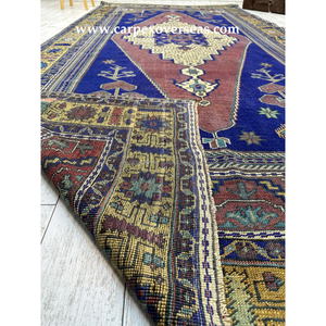 Tapis en laine bleue authentiquement fait à la main de haute qualité expédition rapide pour la maison salon antidérapant et rembourré - Product Image 1