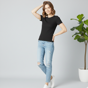 T-shirt extensible pour femme, respirant, écologique, 100 grammes, tissu personnalisé pour femmes adultes - Product Image 3