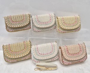 Luxury Handmade Beaded Evening <b>Clutch</b> Bag for Women | Crystal Stone Embroidered Potli Style Party Purse | <b>Wedding</b> & Bridal - Product Image 3