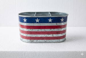 USA Flag Galvanized Metal <b>Wine</b> Cooler Bucket Patriotic Oval Ice Tub American Flag Beer Beverage Chiller for Party - Product Image 2