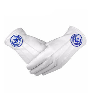 Guantes de Masonería Master Mason Blue Lodge 2026 con Compás Cuadrado de Cuero Blanco y Bordado, Regalia para Exteriores, OEM Disponible - Product Image 4
