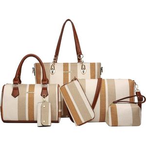 ชุดกระเป๋าถือผ้าแคนวาสสำหรับผู้หญิงทันสมัยพร้อมกระเป๋าสายหนัง PU สะพายไหล่กระเป๋าเครื่องสำอาง - Product Image 5