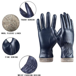 Gants en cuir imperméables, tactiles, chauds, élégants, à doigts entiers, pour hommes et femmes - Product Image 2
