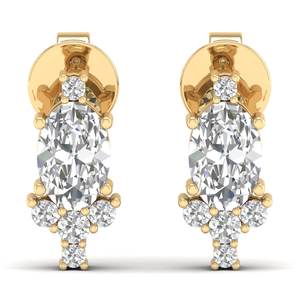 Boucles d'oreilles clous REYES personnalisées en or massif 14 carats avec moissanite certifiée GRA, fermoir à vis, pour femme, bijoux de luxe, cadeau de mariage ou d'anniversaire - Product Image 2