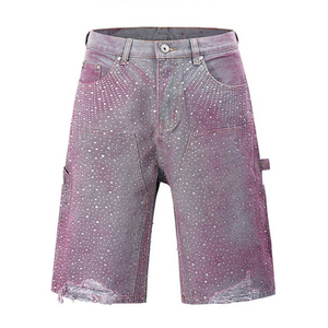 Shorts en toile pour homme, faciles à laver, durables, avec strass, respirants, confortables, décontractés, unis, dernières tendances - Product Image 1