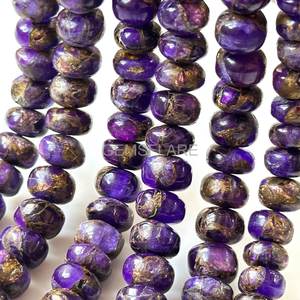 Cuentas Redondas Lisas de Cobre Natural y Amatista de 8-10 mm, Cuentas de Turquesa de Cobre, Cuentas de Turquesa al por Mayor para la Fabricación de Joyas - Product Image 1