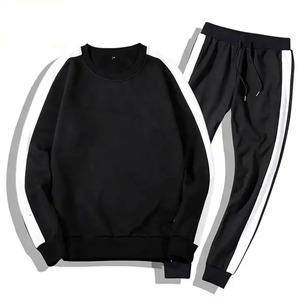 Conjunto Deportivo Unisex Azul Marino, Sudadera de Cuello Redondo con Rayas Blancas, Pantalones Largos con Cordón Ajustable, Ropa Casual para Adultos - Product Image 5