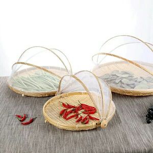 Cesta de bambú natural tejida a mano de Vietnam para cubrir alimentos, para mesa de comedor, cocina, servir pan y frutas, y decoración rústica. - Product Image 6