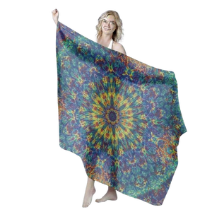 Écharpe de hanche en voile de soie/coton 210x110cm pour la danse orientale, faite à la main, tie-dye, durable, accessoire d'entraînement et de spectacle pour femme - Product Image 2