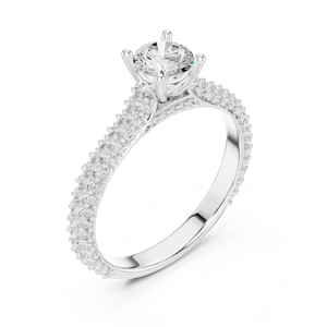 แหวนแต่งงานเพชรเม็ดเดี่ยวทรงกลมทองคำขาว 14K เพชรเพาะเลี้ยงสำหรับผู้หญิง เพชรเพาะเลี้ยงใหม่ - Product Image 4