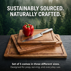 Heavy-Duty Solid Wood Eco-Friendly Cutting Board <b>Set</b> 3-Piece Non-Toxic Dishwasher Safe Kitchen Chopping Boards Deep Juice - Product Image 6