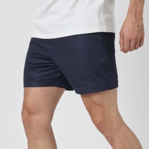 Shorts en tricot respirant bleu marine uni pour homme, taille mi-haute, fermeture élastique, style décontracté, longueur courte - Product Image 2