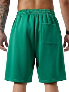Shorts de jogging amples en molleton tricoté couleur unie, style écoresponsable, en French Terry, pour la course et le sport - Product Image 2