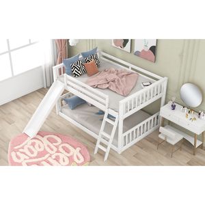 Cama litera blanca doble sobre doble con tobogán y escalera convertibles, camas infantiles, SKU antiguo GX000708AAK - Product Image 4