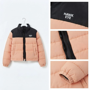 Trendy Color Block Women <b>Cropped</b> <b>Puffer</b> <b>Jacket</b> Casual Winter <b>Jacket</b> Stand Collar Full Zip Latest Fashion Design - Product Image 4