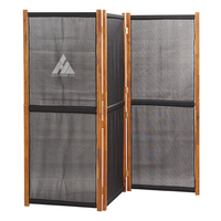 Paravent Pliant Séparateur de Pièce Cloison en Bois d'Acacia Durable 3 Panneaux de Tissu pour la Décoration Intérieure Écran de Confidentialité