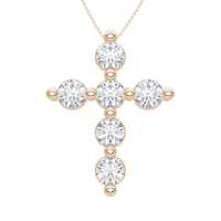 Collar de Oro Sólido de 14K con Diamante Redondo de Corte Brillante Cultivado en Laboratorio, Joyería Fina Personalizada para Mujer, Regalo de Boda