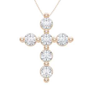 Wholesale 14K Solid Gold Lab Grown Diamond Cross <b>Necklace</b> Custom Fine Jewelry Direct Manufacturer Supplier For Women - Product Image 4