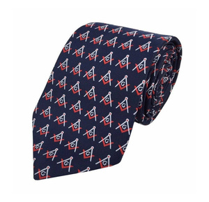 Cravate Premium Master Mason Blue Lodge en soie bleue et marine avec compas carré G - Product Image 1