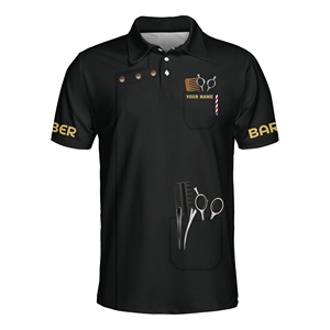 Camiseta Sublimada para Barbería al por Mayor, Personalizada con el Logotipo de la Tienda, Cuello en V, Poliéster, Uniforme de Corte Regular, Manga Corta para Hombre, para Salón - Product Image 2