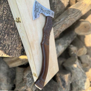 Viking <b>Axe</b> Industrial Grade Handmade Nordic Style Wooden Carbon Steel Blade for <b>Camping</b> Outdoor Adventures Collection Display - Product Image 2