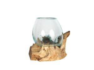 Cuenco de cristal fundido para acuario sobre madera flotante, cuenco redondo de cristal de 1.5L para decoración del hogar en interiores - Product Image 1
