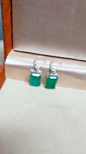 Gorgeous <b>Emerald</b> <b>Stud</b> Earrings Octagon Cut 925 Sterling Silver Gold Plated Classic Green May Birthstone Anniversary Gift Her - Product Image 5
