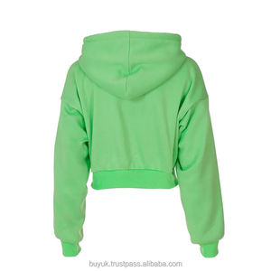 OEM vente en gros 2024 surdimensionné polyester fermeture éclair à capuche pour les femmes personnalisé fermeture éclair haut court cravate teinture insigne femme à capuche haut court - Product Image 2