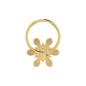 Ajretail14K <b>Gold</b> Petal Bloom Design 0.05ct Natural Diamond <b>Nose</b> Pin - Product Image 5