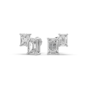 Pendientes de Diamantes Cultivados en Laboratorio de 1.90 Quilates, Corte Esmeralda, Oro de 14K, Diseño Único y Ligero, Joyería Ética para Regalo de Lujo, Venta al Por Mayor - Product Image 3